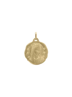 Médaille ronde vierge couronnée or jaune 18 carats