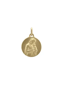 Médaille vierge à l'enfant or jaune 18 carats