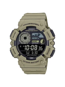 Montre Casio multifonctions résine beigephases lunaires/mode pêche