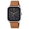 Montre Casio phases lunaires cuir marron