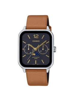 Montre Casio phases lunaires cuir marron