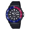 Montre Casio résinr noire lunette rouge/bleue