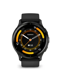 Montre connectée GARMIN Venu® 3_x005f_x000D_Lunette Gray en acier inoxydable avec boîtier noir et bracelet en silicone noir