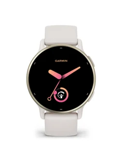 Montre connectée GARMIN vívoactive® 5_x005f_x000D_Boitier ivoire avec lunette Soft Gold et bracelet silicone ivoire