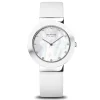 Montre femme Bering lunette céramique cuir blanc