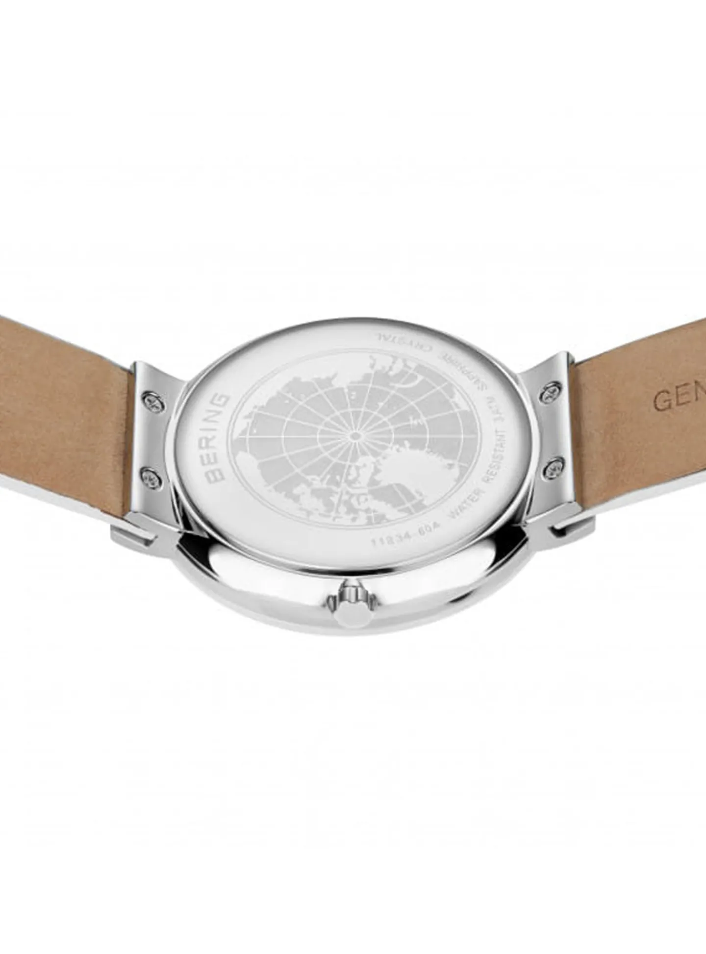 Montre femme Bering lunette céramique cuir blanc