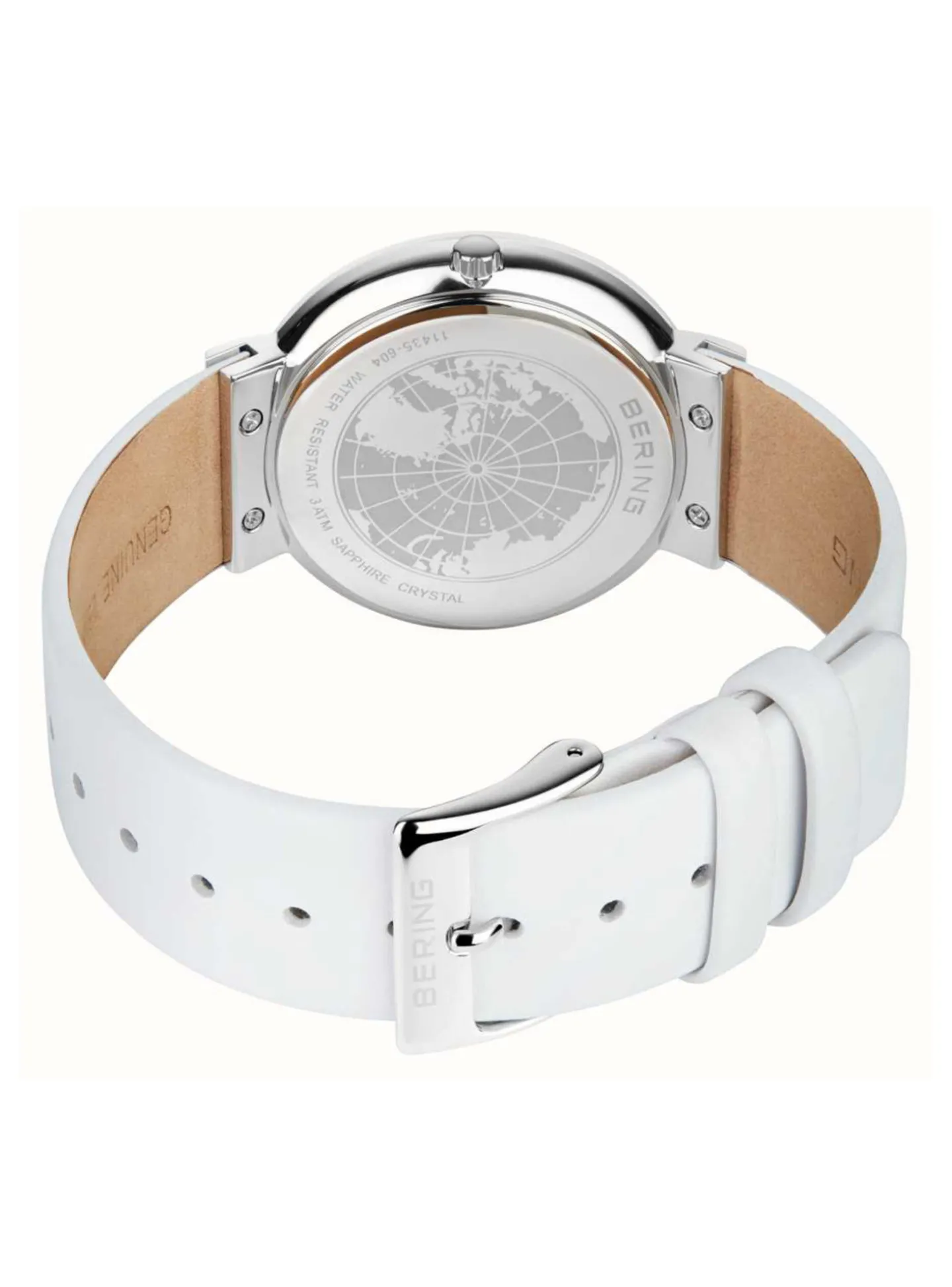 Montre femme Bering lunette céramique cuir blanc