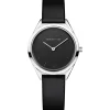 Montre femme Bering ultra slim cuir noir
