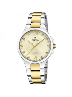 Montre femme Festina acier bicolore cadran champagne
