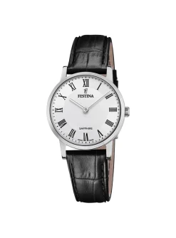 Montre femme Festina chiffres romains cuir noir