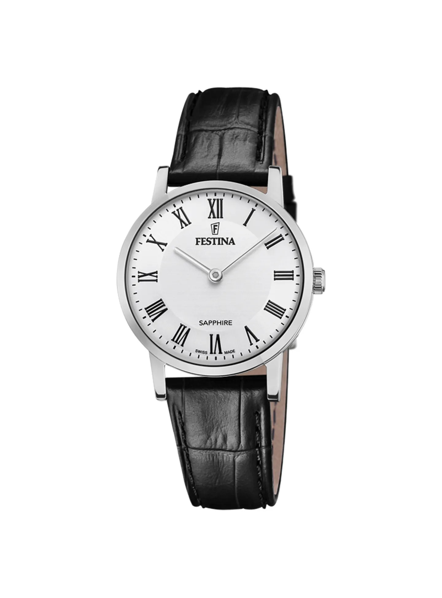 Montre femme Festina chiffres romains cuir noir