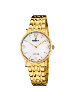 Montre femme Festina classique acier doré_x005f_x000D_collection Swiss Made