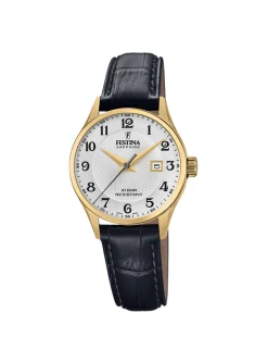 Montre femme Festina dorée cuir noir_x005f_x000D_Collection Swiss Made