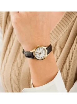 Montre femme Festina dorée cuir noir_x005f_x000D_Collection Swiss Made
