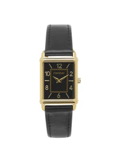 Montre femme Fontenay Angie rectangulaire cuir noir