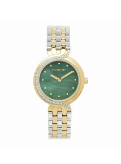 Montre femme Fontenay Lucie bilcolore cadran vert