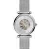 Montre femme Fossil automatique Carlie acier blanc
