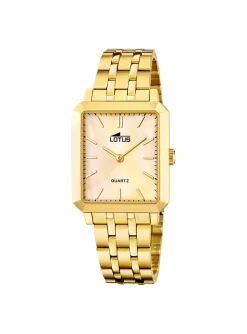 Montre femme Lotus rectangulaire acier doré
