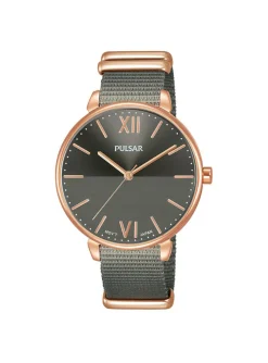 Montre femme Pulsar Attitude acier rose nato gris