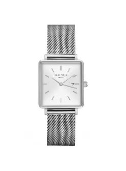 Montre femme Rosefield Boxy maille milanaise_x005f_x000D_argentée