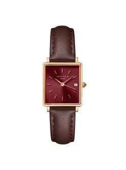 Montre femme Rosefield Boxy XS cuir marron foncé