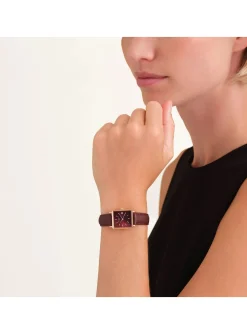 Montre femme Rosefield Boxy XS cuir marron foncé