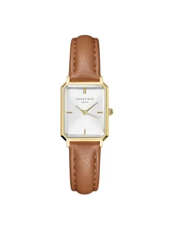Montre femme Rosefield Octagon XS cuir camel