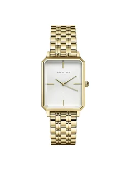 Montre femme Rosefield Octagon dorée cadran blanc