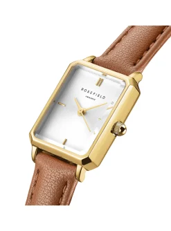 Montre femme Rosefield Octagon XS cuir camel