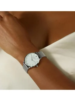 Montre femme Rosefield Pearl Edit maille mailanaise_x005f_x000D_argentée