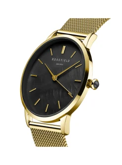 Montre femme Rosefield Pearl Edit Maille Noir Or