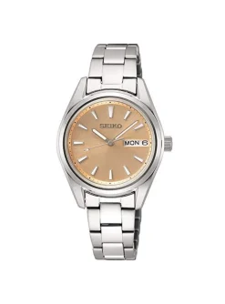Montre femme Seiko acier cadran rose jour/date_x005f_x000D_collection classique