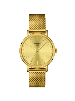 Montre femme Tissot Everytime acier milanais doré