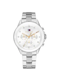 Montre femme Tommy Hilfiger tout acier_x005f_x000D_cadran blanc et oxydes de zirconium