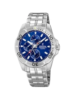 Montre Festina acier cadran bleu date