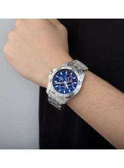 Montre Festina acier cadran bleu date