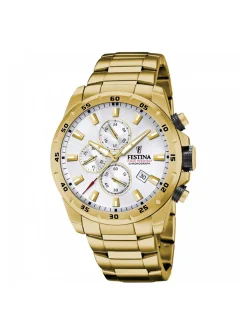 Montre Festina acier doré chrono