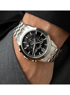 Montre Festina chrono acier cadran noir_x005f_x000D_collection Swiss Made
