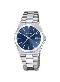 Montre Festina classique acier cadran bleu