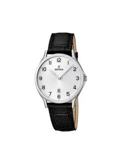 Montre Festina Classique cuir noir cadran gris