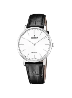 Montre Festina Classique cadran blan cuir noir_x005f_x000D_Collection Swiss Made