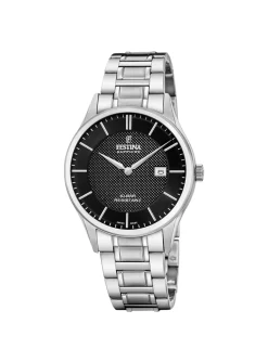 Montre Festina classique acier cadran noir_x005f_x000D_collection Swiss Made
