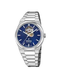 Montre Festina Rivé automatique acier cadran bleu_x005f_x000D_collection Swiss Made