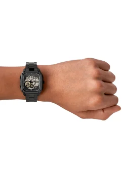 Montre Fossil automatique Inscription acier noir