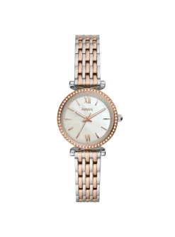 Montre Fossil Carlie Mini acier blanc et rose