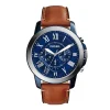 Montre Fossil Grant cadran bleu cuir marron