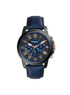 Montre Fossil Grant cuir bleu