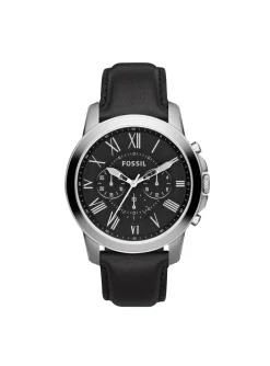 Montre Fossil Grant cuir noir