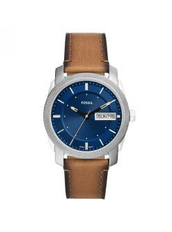 Montre Fossil Machine cuir marron cadran bleu