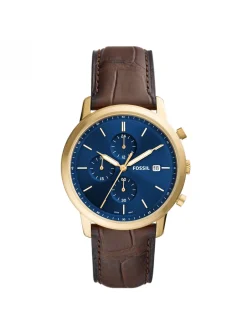 Montre Fossil Minimalist cuir marron motif croco